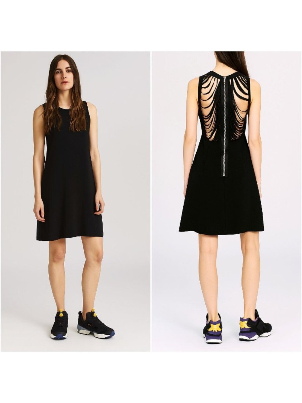 Sandro Paris Rappery Dress Mini Black Shredded Open Back LBD Black 6